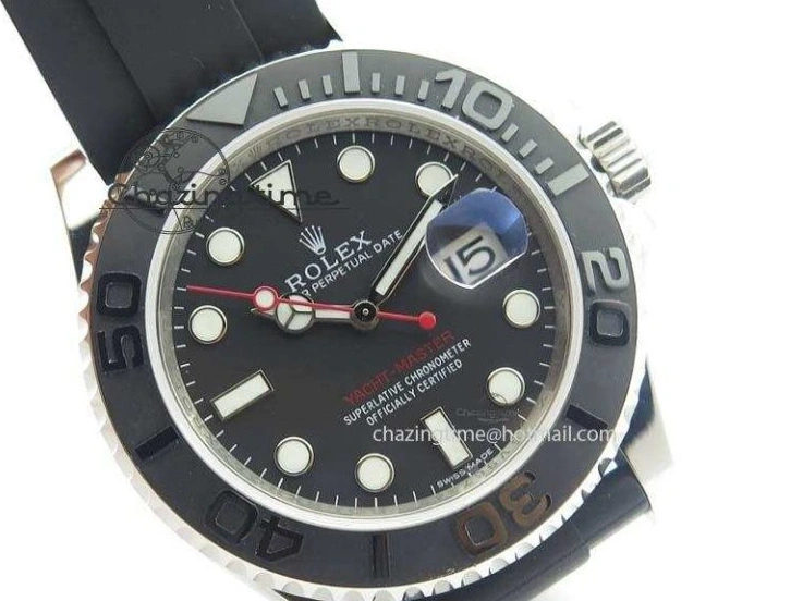 0418 ModernLook Yacht-Master 116655 SS JF Best Edition Ceramic Bezel On Rubber Strap SA 3850